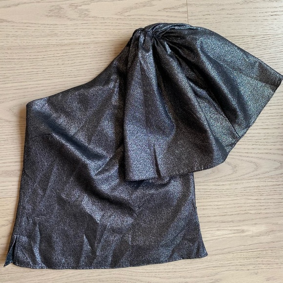 ZARA Metallic One Shoulder Top, Silver, Lined, Women's (US S) - Picture 10 of 16